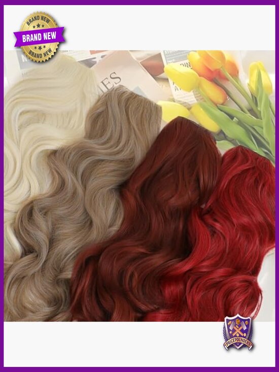 24 Inch Wavy Clip In Hair Extensions One Piece Curly Synthetic Thick Volume Updo main image 4